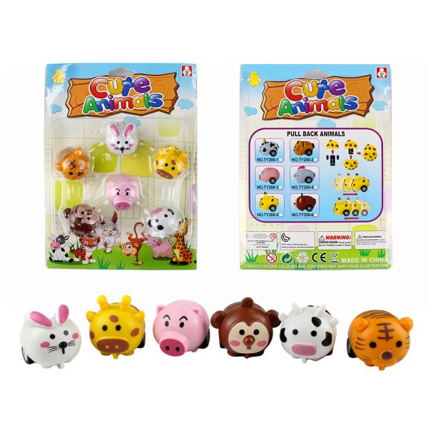 Mini pull back animal toy promotional plastic toy