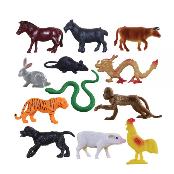 Chinese zodiac solid animal model cheap plastic mini toy
