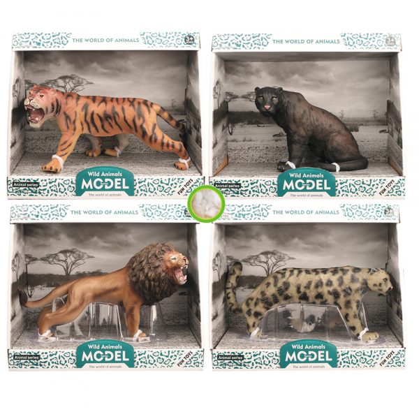 Tiger lion leopard small model vinyl animal toy with cotton stuffed