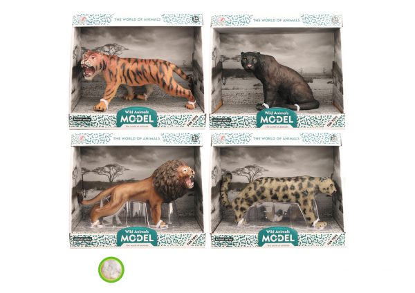 Tiger lion leopard small model vinyl animal toy with cotton stuffed