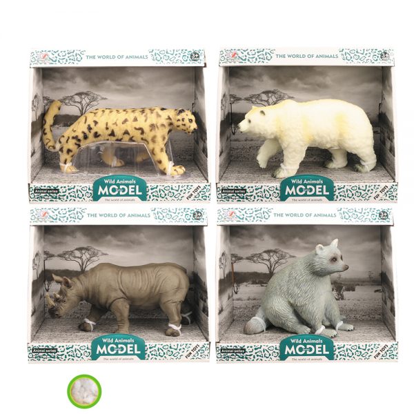 Small wild life polar bear rhinoceros racoon leopard figure filling cotton stuffed animal toy