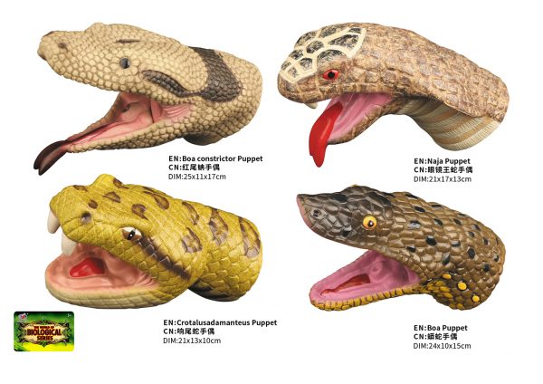 Soft plastic toy snak hand puppet
