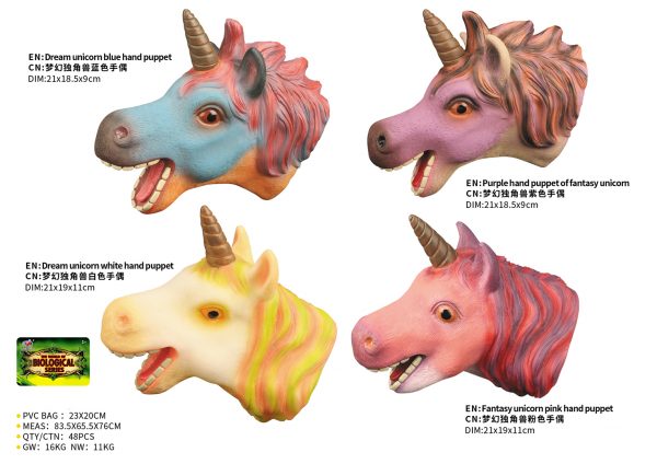 Unicorn model toy realistic animal soft vinyl hand puppet