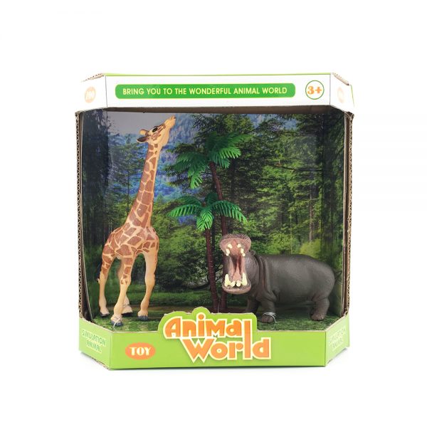 Plastic solid giraffe bear hippo orangutan safari animal toy model