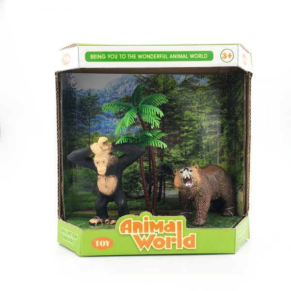 Plastic solid giraffe bear hippo orangutan safari animal toy model