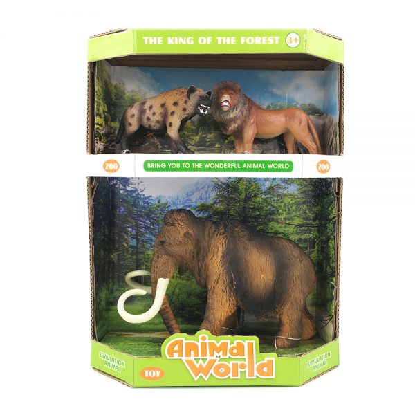 Wholesale solid vivid pvc plastic animal model toys mammoth with lion and polar bear