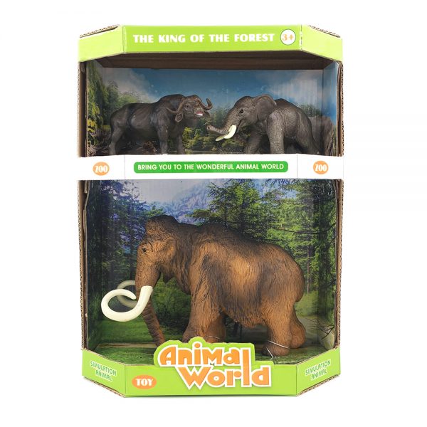 Wholesale solid vivid pvc plastic animal model toys mammoth with lion and polar bear
