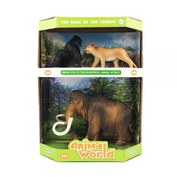 Wholesale solid vivid pvc plastic animal model toys mammoth with lion and polar bear