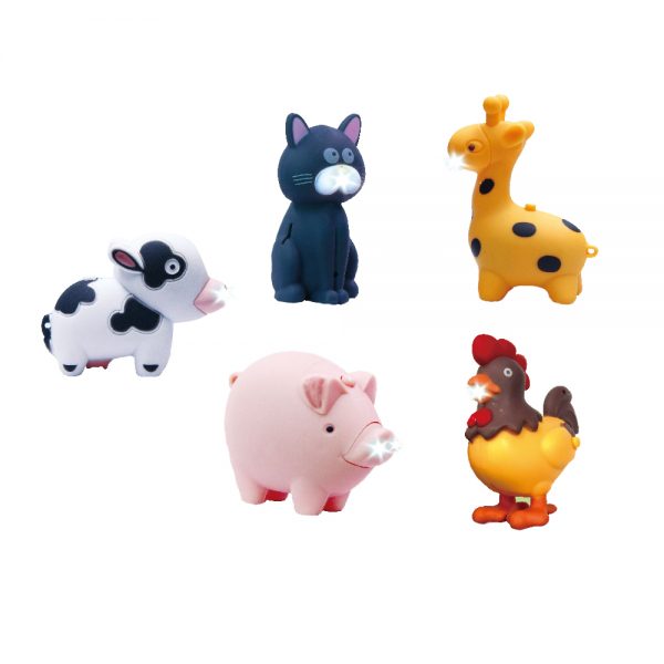 12 kinds mixed packaging kids plastic vinyl sound lighted cartoon animal toy