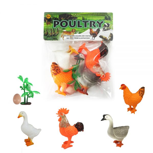 5.5 inches Simulation plastic figurines poultry farm toy animals set