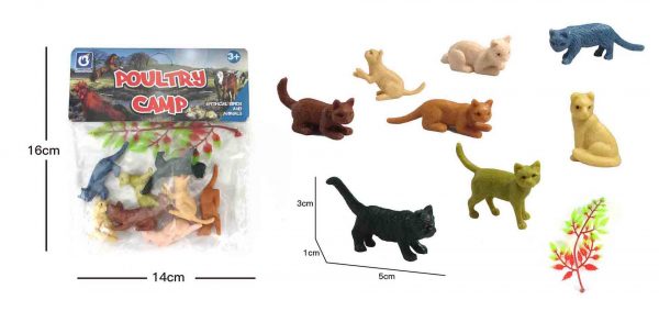Snack food pack gift plastic cat model animal cheap toy set