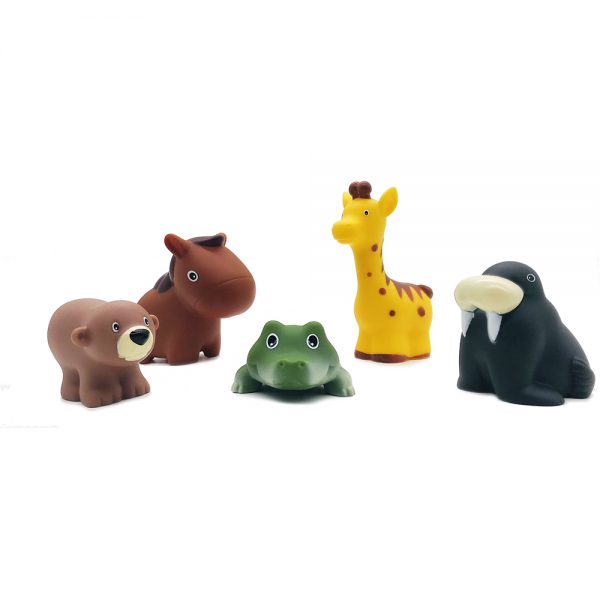 Cartoon wild animal soft plastic bath tub vinyl toy with BB sound