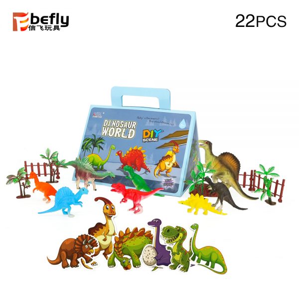 22pcs funny floor play gift plastic dinosaur figure set toy with play mat