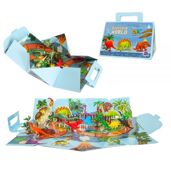 22pcs funny floor play gift plastic dinosaur figure set toy with play mat