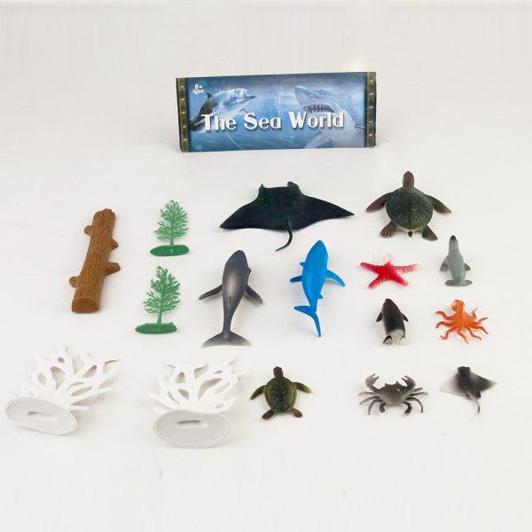 Wholesale 16pcs play set plastic deep ocean animal toy