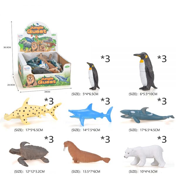24pcs mixed packaging plastic deep ocean animal toy