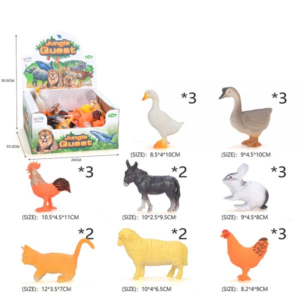21pcs mixed plastic fam animal model toy