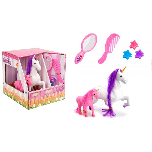 Dress up pink plastic unicorn model toy