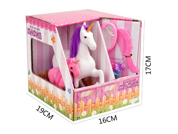 Dress up pink plastic unicorn model toy