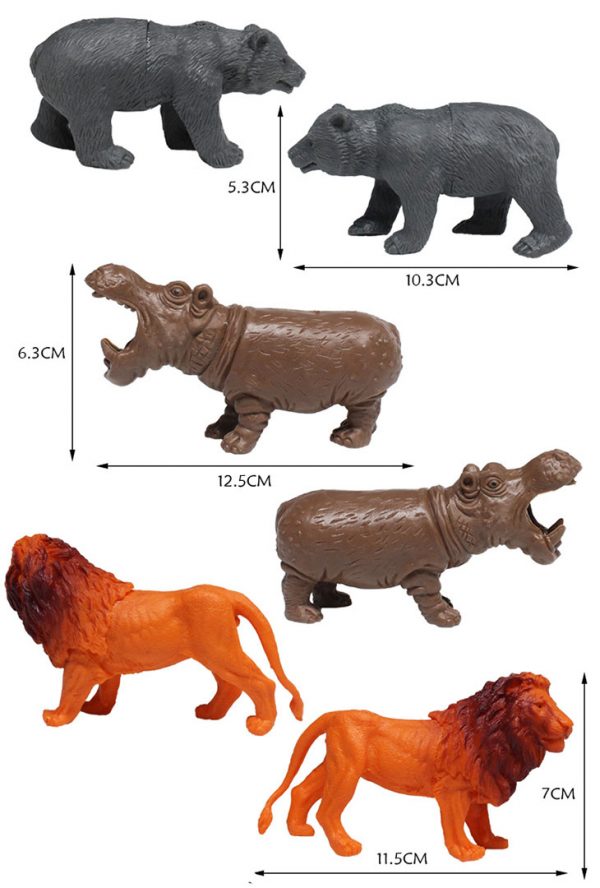6pcs hollow pvc toy plastic jungle animal model