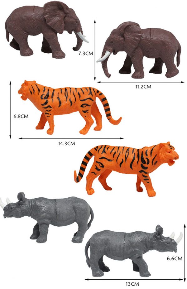 6pcs hollow pvc toy plastic jungle animal model