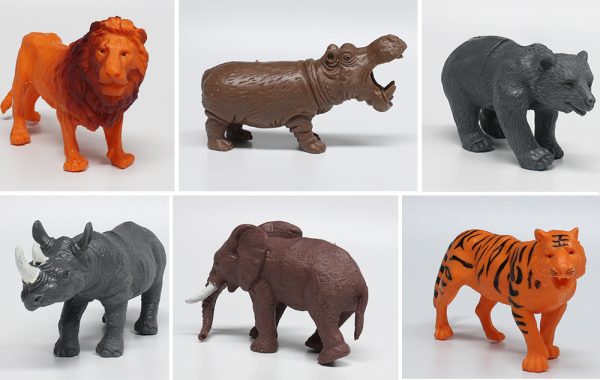 6pcs hollow pvc toy plastic jungle animal model