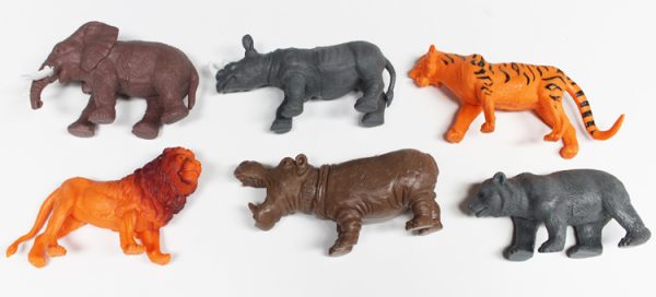 6pcs hollow pvc toy plastic jungle animal model
