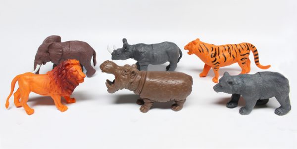 6pcs hollow pvc toy plastic jungle animal model