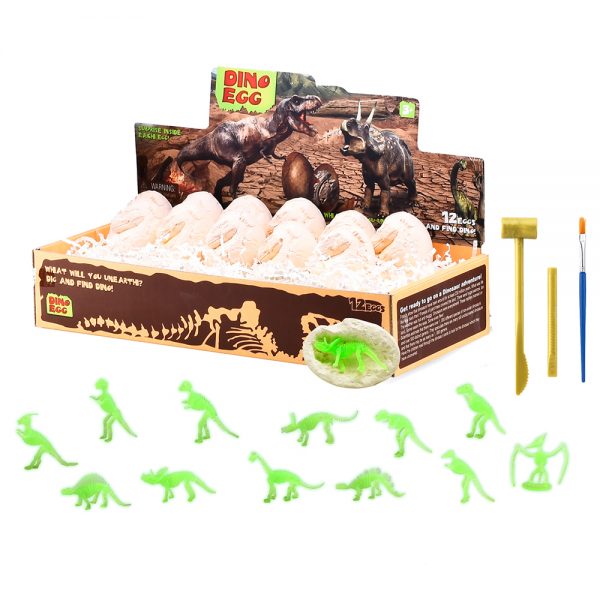 Glow in drak dinosaur skeleton dig it out game archaeology excavation kit toy
