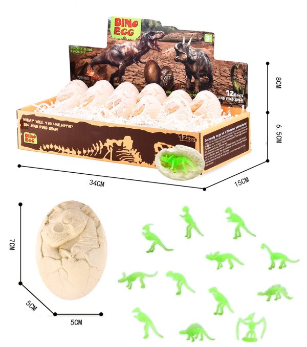 Glow in drak dinosaur skeleton dig it out game archaeology excavation kit toy