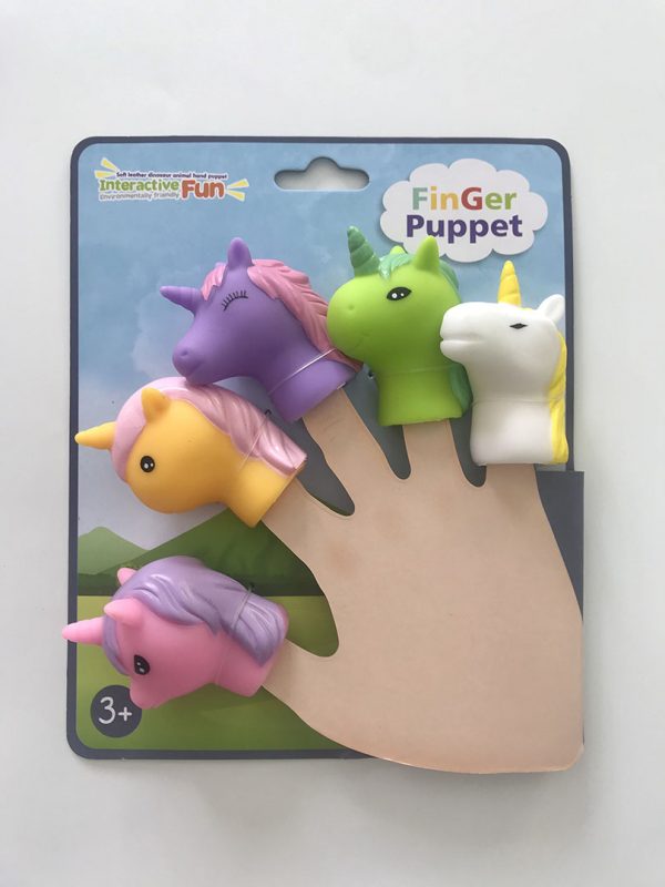 Cartoon soft plastic unicon shape children vinyl finger toy puppets