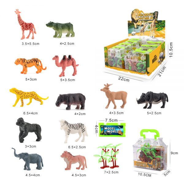 2.5inch small mini PVC  wild Animal model Toys