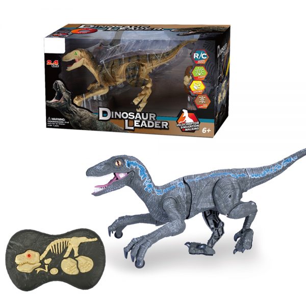 2.4G 5channel velociraptor plastic model radio control dinosaur toy with light and music