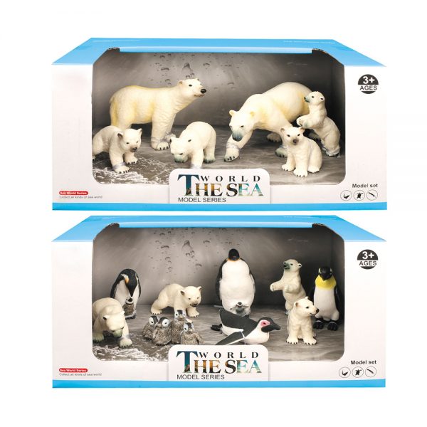 High simulation solid mini plastic polar bear toy with penguin figure