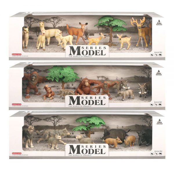 Hand painted solid realistic wildlife figure set plastic forest animal toys