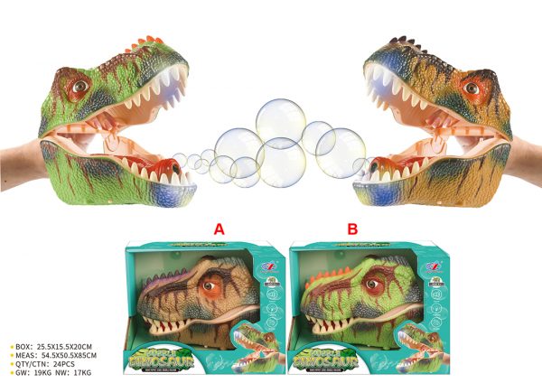 Hand puppet bubble spray dinosaur toys