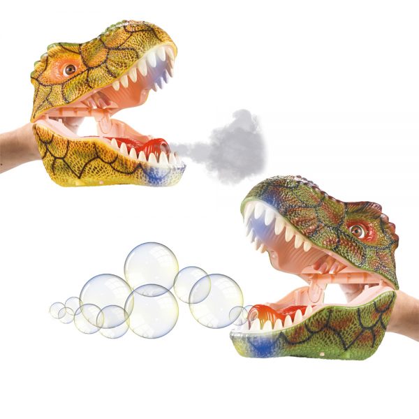 Dinosaur hand puppet spray bubble toy