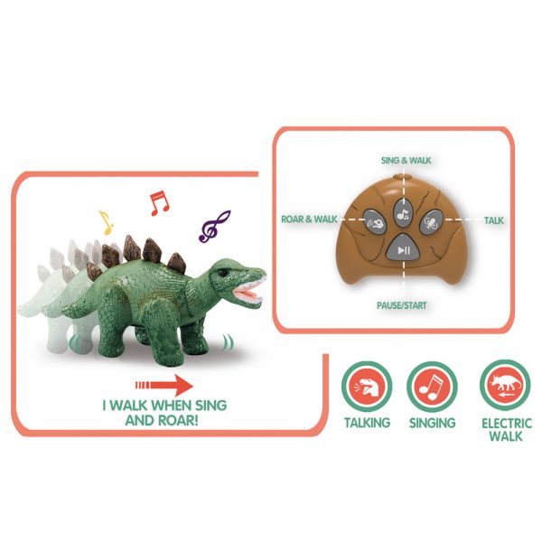Sound music walking rc dinosaur plush toy