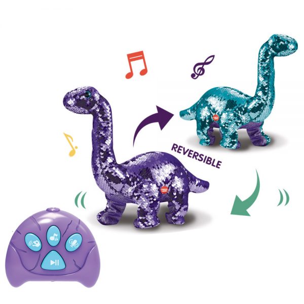 Sequins plush music sound walking toy remote control dinosaur