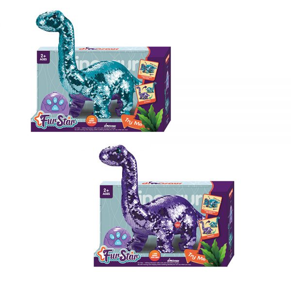 Sequins plush music sound walking toy remote control dinosaur