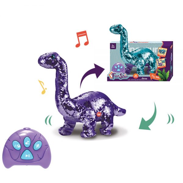 Sequins plush music sound walking toy remote control dinosaur