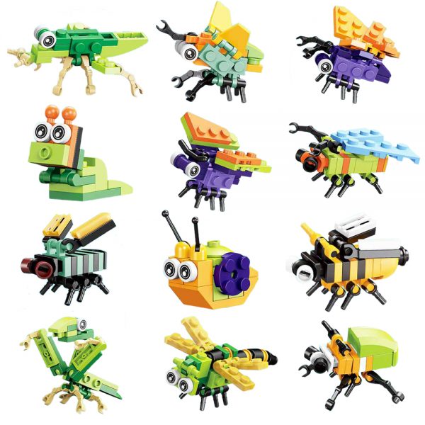 Mini block gift plastic animal insect brick figure capsule toy