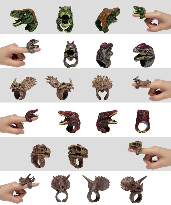 Vivid plastic toy finger ring dinosaur set