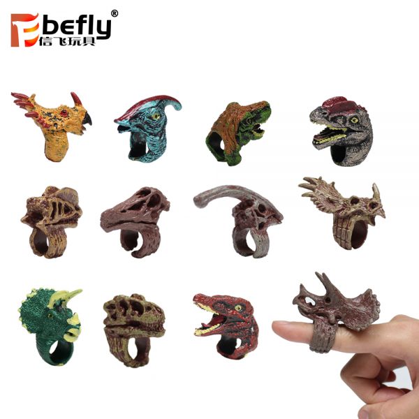 Vivid plastic toy finger ring dinosaur set