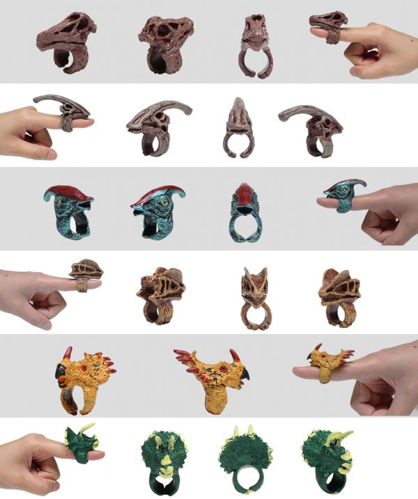 Vivid plastic toy finger ring dinosaur set