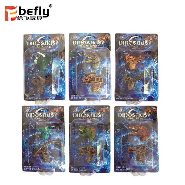 Vivid plastic toy finger ring dinosaur set