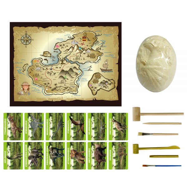 12kinds dinosaur skeleton fossil in 1 18cm Discover excavation big dino egg dig it out kit toy