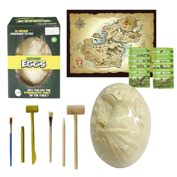 12kinds dinosaur skeleton fossil in 1 18cm Discover excavation big dino egg dig it out kit toy