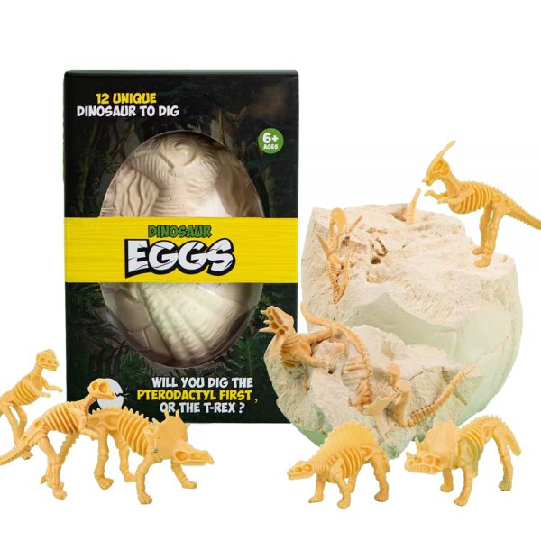 12kinds dinosaur skeleton fossil in 1 18cm Discover excavation big dino egg dig it out kit toy