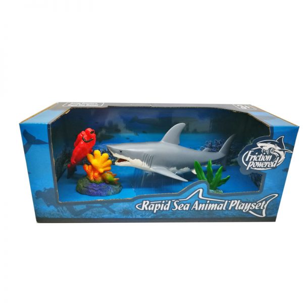 Vivid plastic children vehicle toy sea animal shark friction car